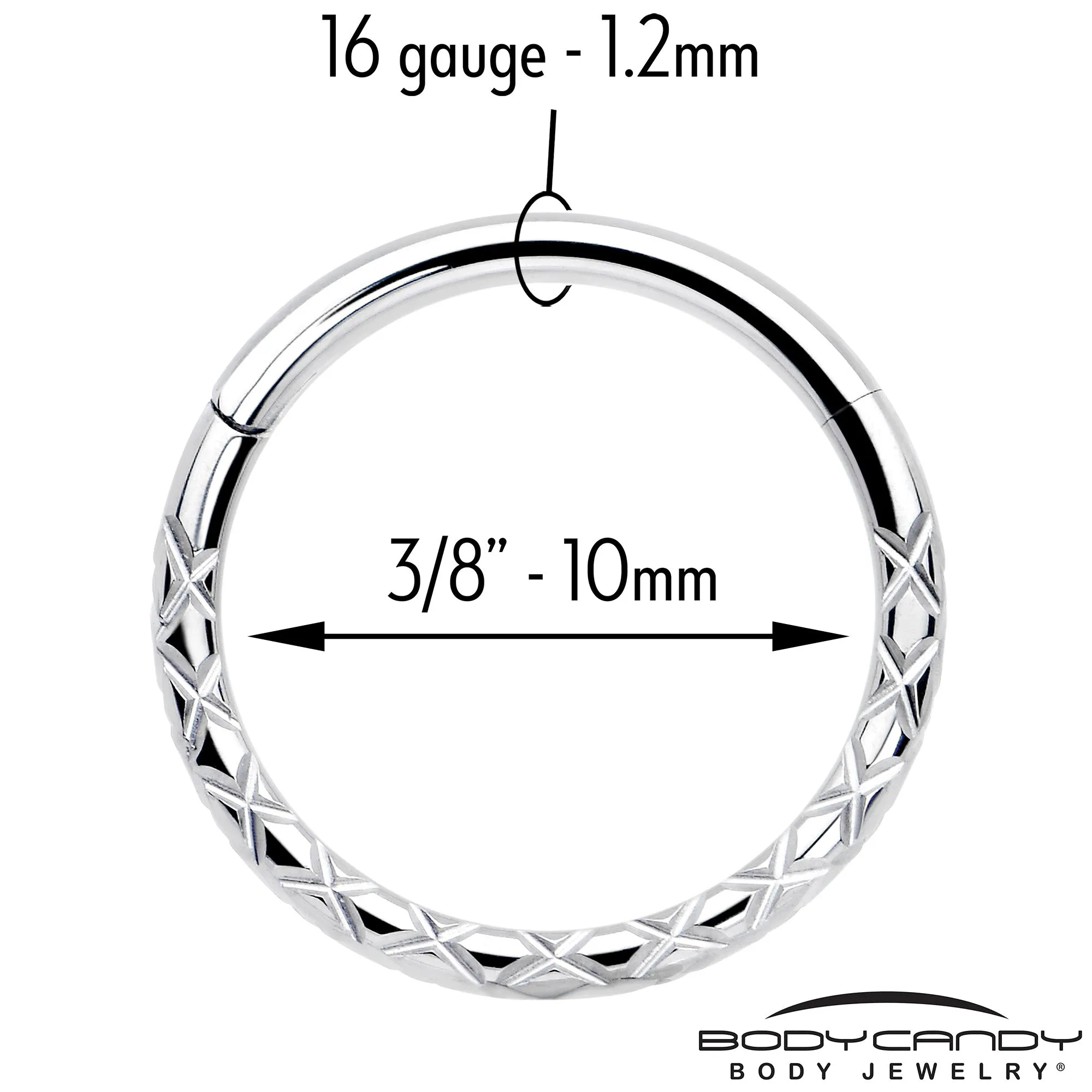 16 Gauge 3/8 Implant Grade Titanium Snakeskin Style Hinged Segment Ring