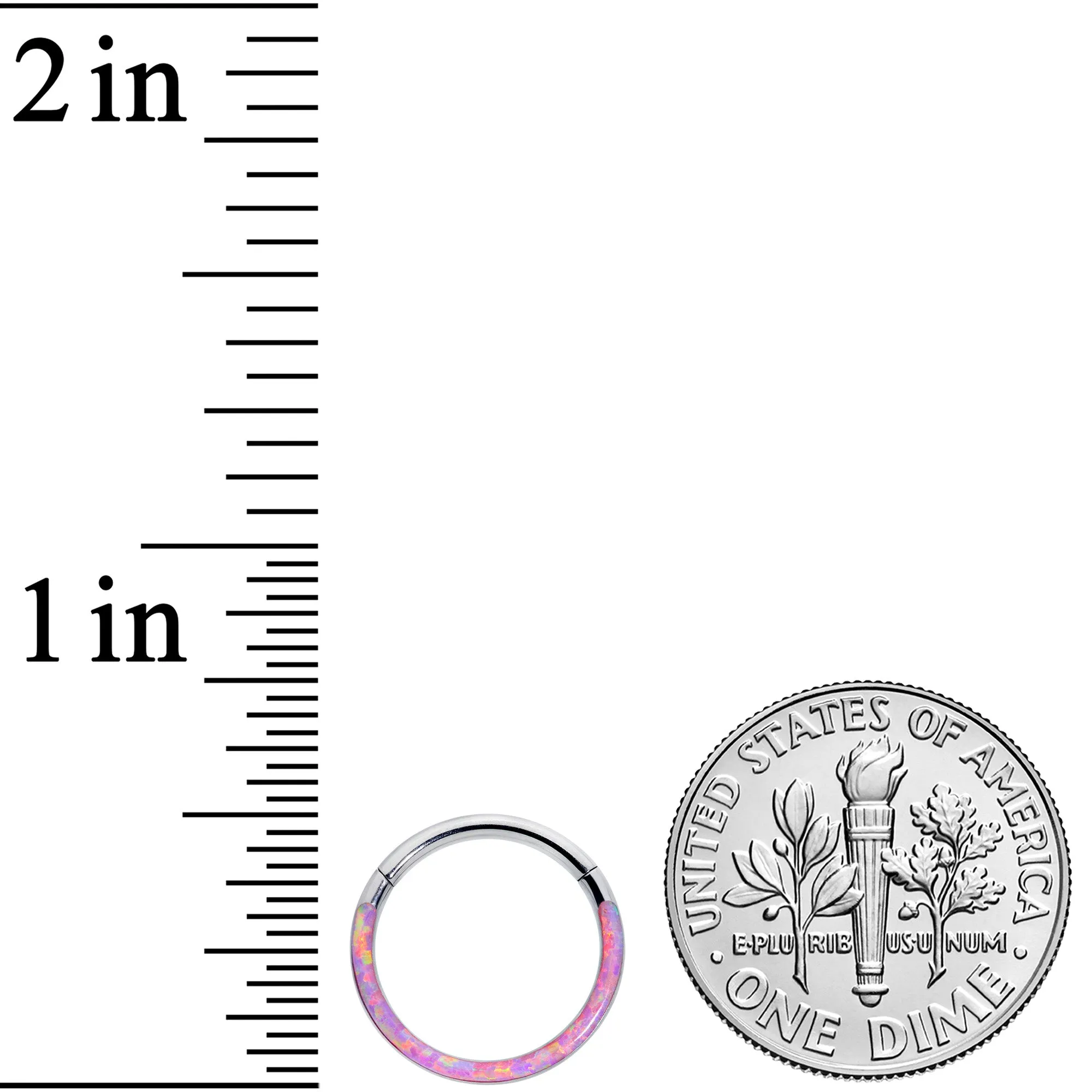 16 Gauge 3/8 Pink Synthetic Opal Implant Grade Titanium Segment Ring