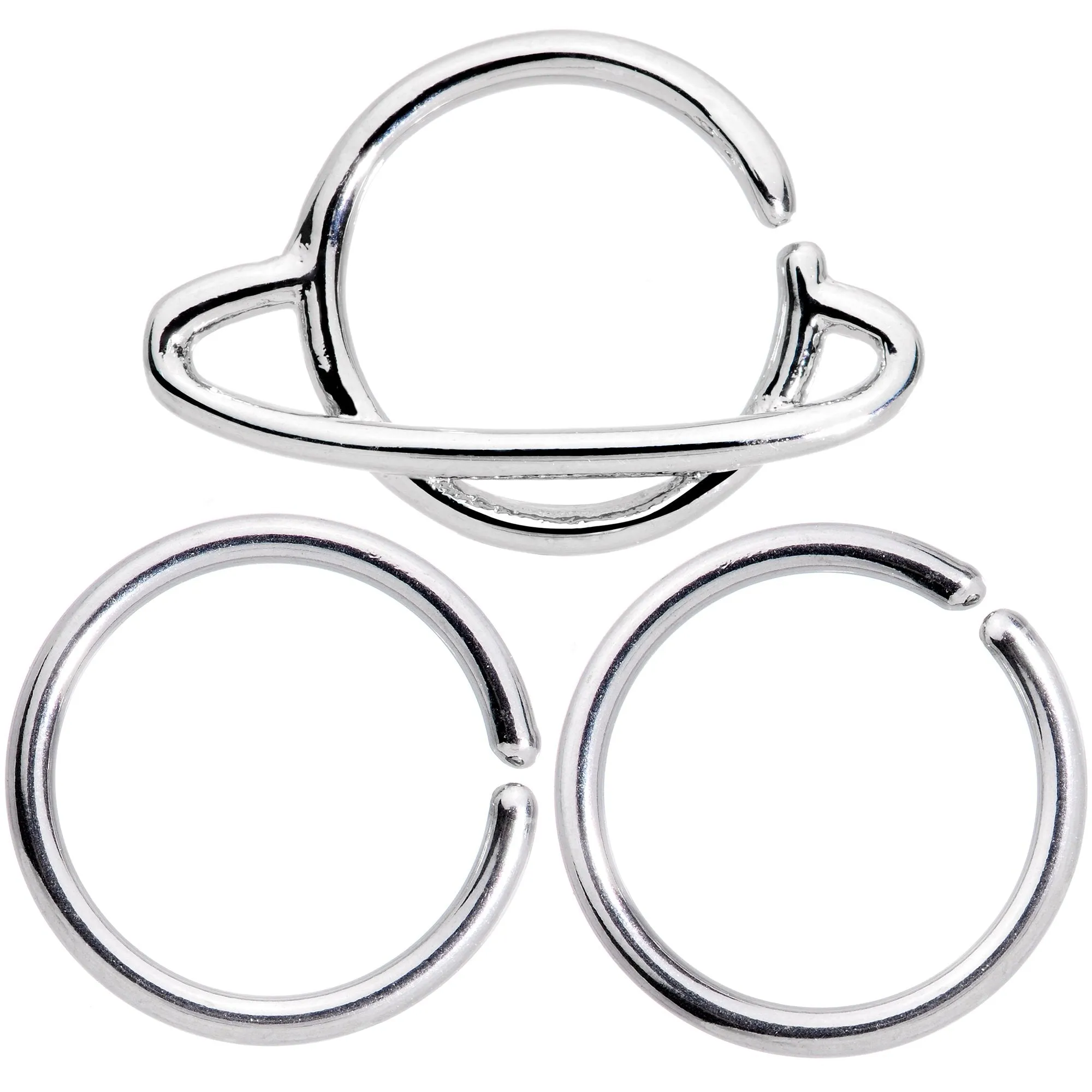 16 Gauge 3/8 Saturn and Friends Seamless Circular Ring Set of 3