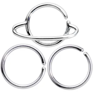 16 Gauge 3/8 Saturn and Friends Seamless Circular Ring Set of 3