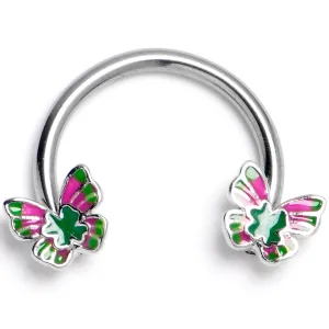16 Gauge 3/8 Vibrant Grace Butterfly Horseshoe Circular Barbell