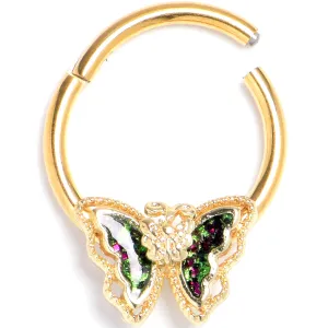 16 Gauge 3/8 Vitrail Gem Gold Tone Classic Butterfly Hinged Segment Ring
