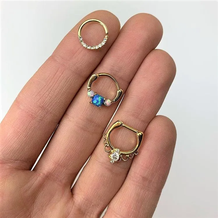16 Gauge 5/16 Clear Gem Gold Tone Simple Elegance Seamless Circular Ring