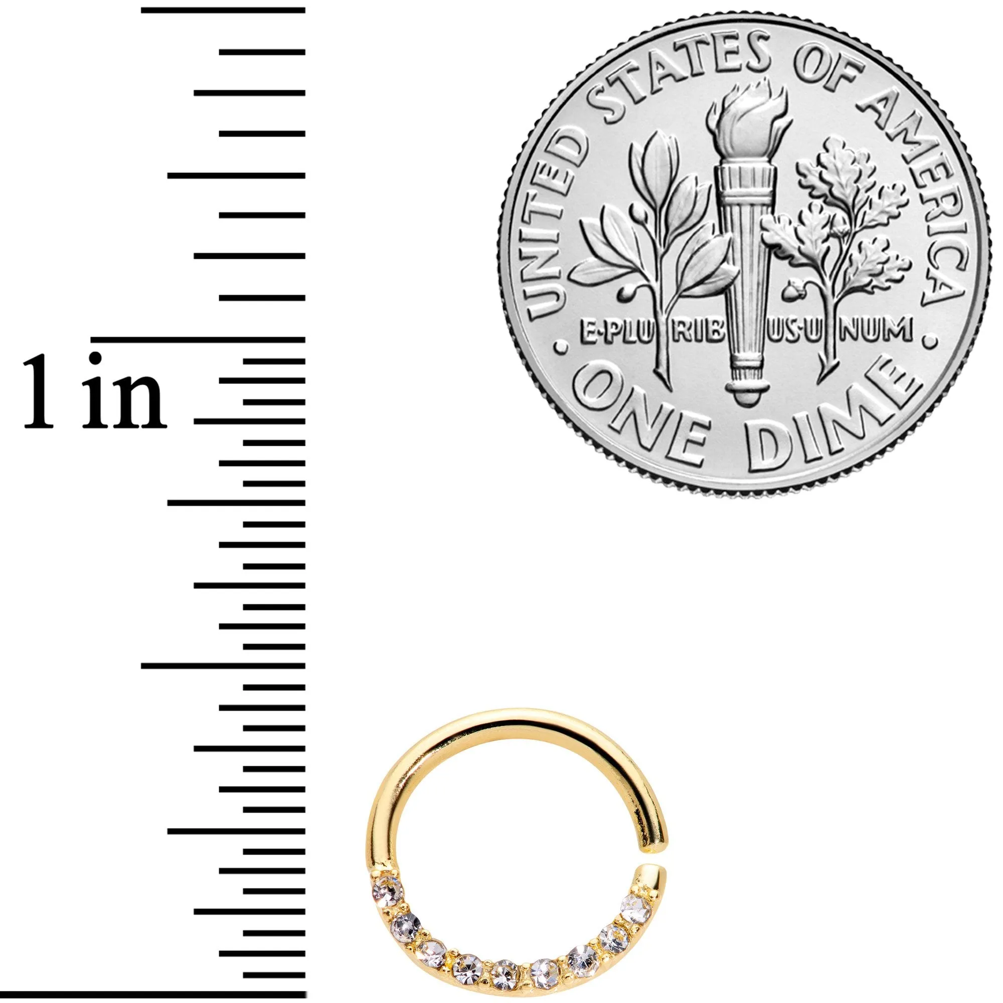 16 Gauge 5/16 Clear Gem Gold Tone Simple Elegance Seamless Circular Ring