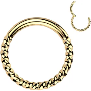 16 Gauge 5/16 Gold Tone Braided Style Precision Hinged Segment Ring