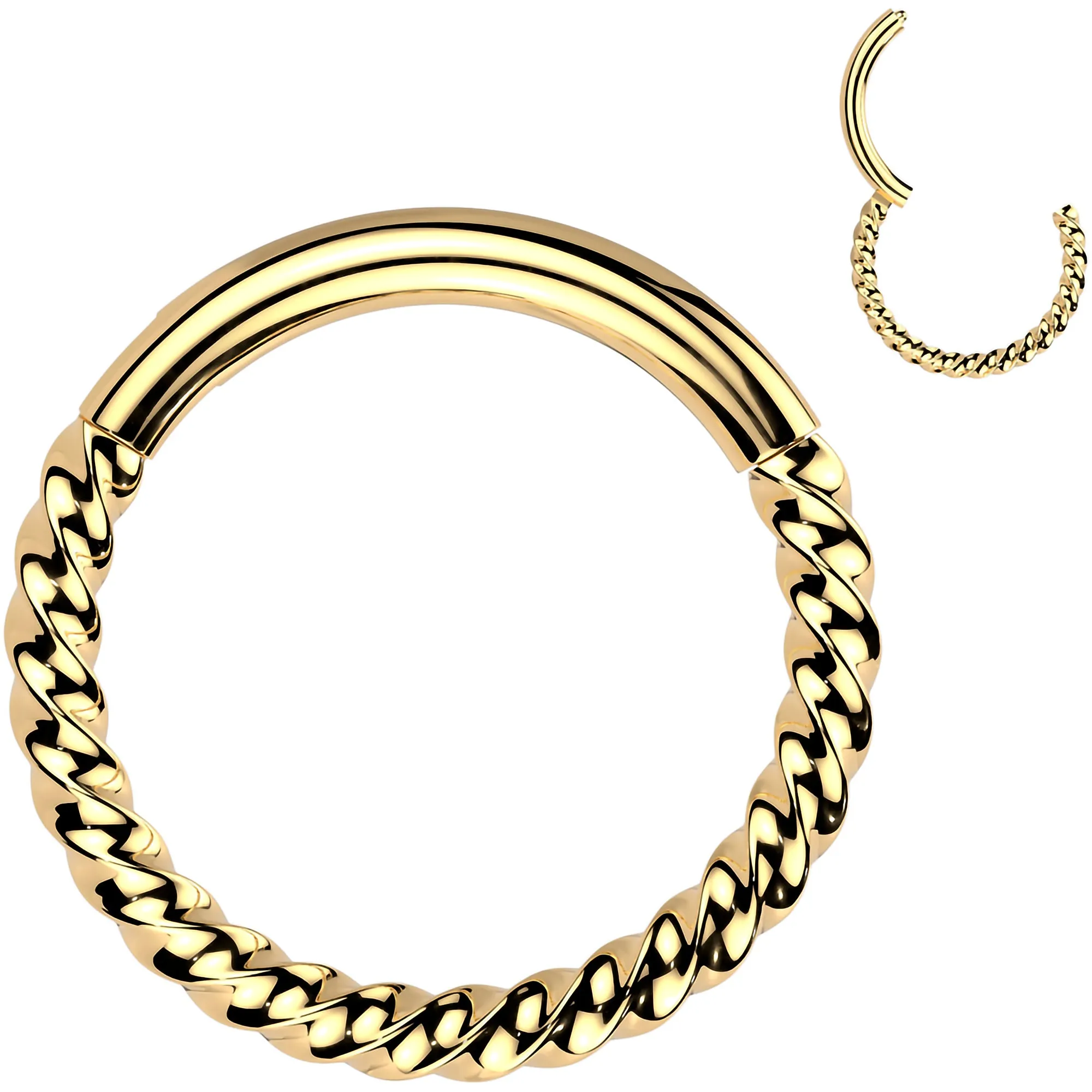 16 Gauge 5/16 Gold Tone Braided Style Precision Hinged Segment Ring