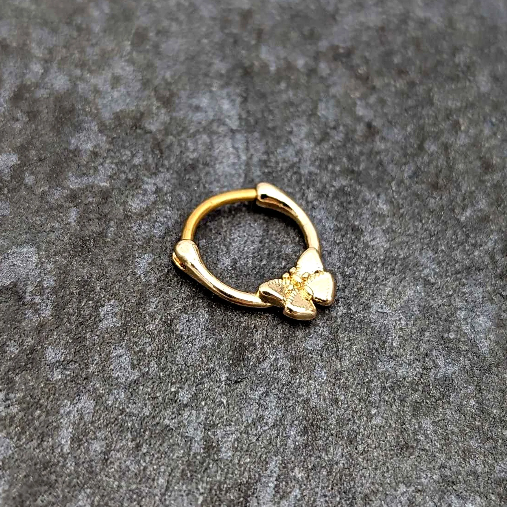 16 Gauge 5/16 Gold Tone Simple Textured Butterfly Cartilage Clicker