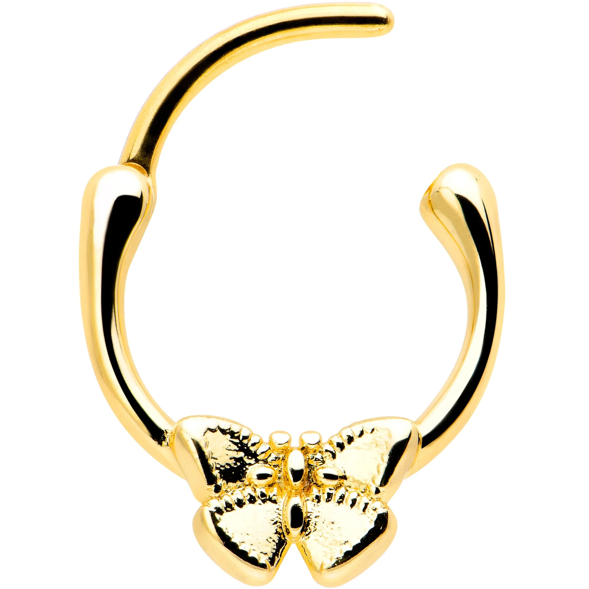 16 Gauge 5/16 Gold Tone Simple Textured Butterfly Cartilage Clicker