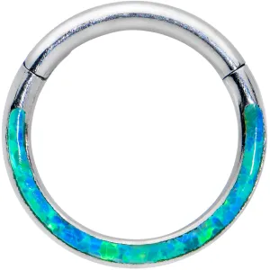 16 Gauge 5/16 Green Synthetic Opal Bottom Curve Hinged Segment Ring