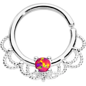 16 Gauge 5/16 Red Faux Opal Platinum Plated Seamless Circular Ring