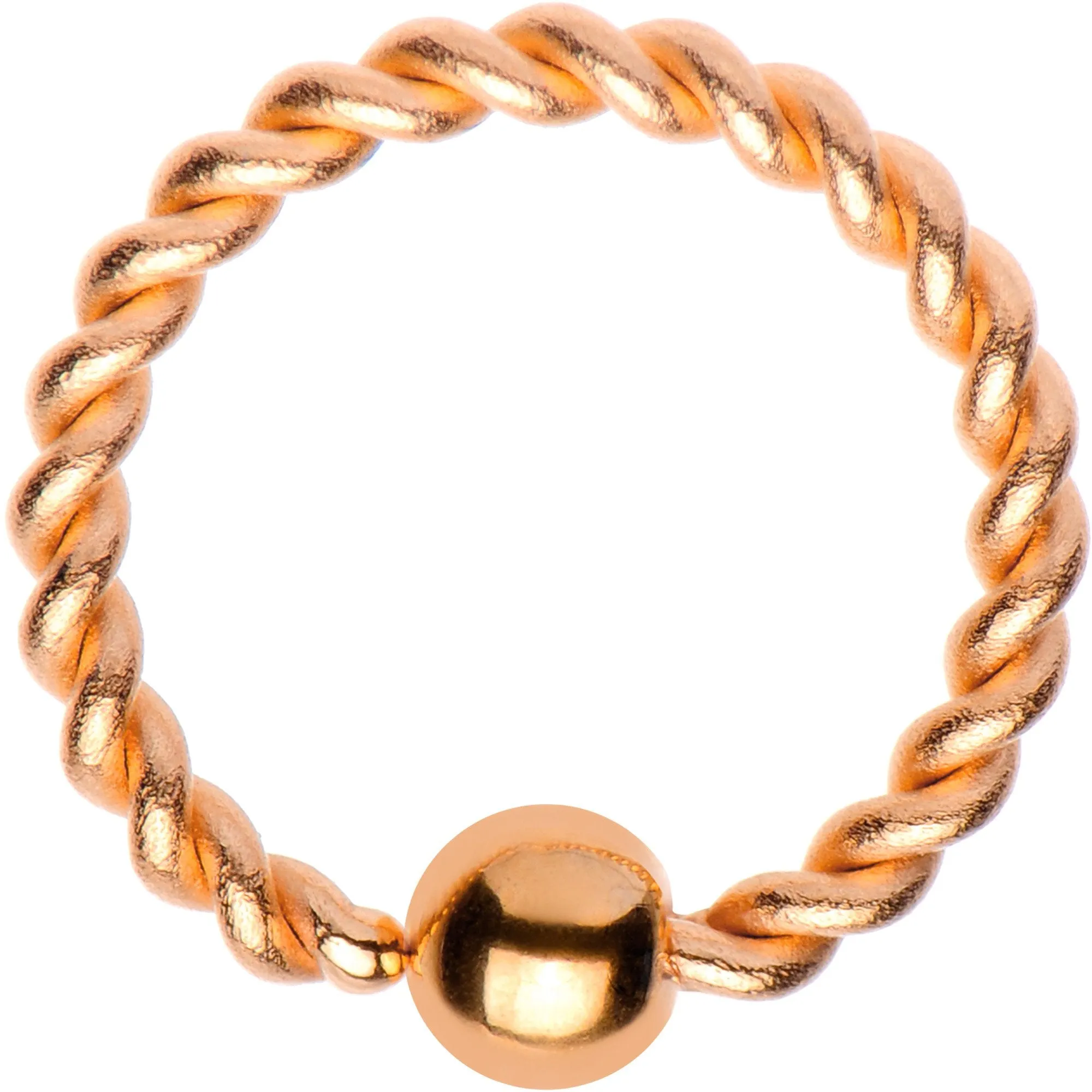 16 Gauge 5/16" Rose Gold Tone IP So Twisted Captive Style Seamless Ring
