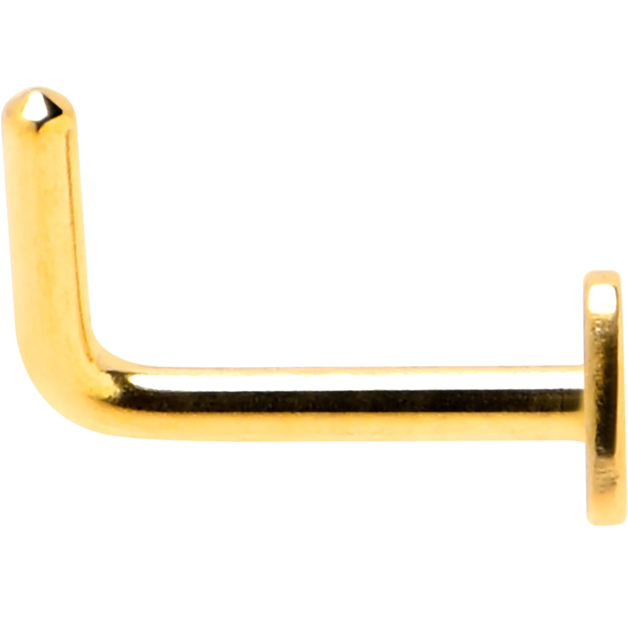 18 Gauge 1/4 Gold Tone ASTM F-136 Implant Grade Titanium Heart End L Shape Nose Ring