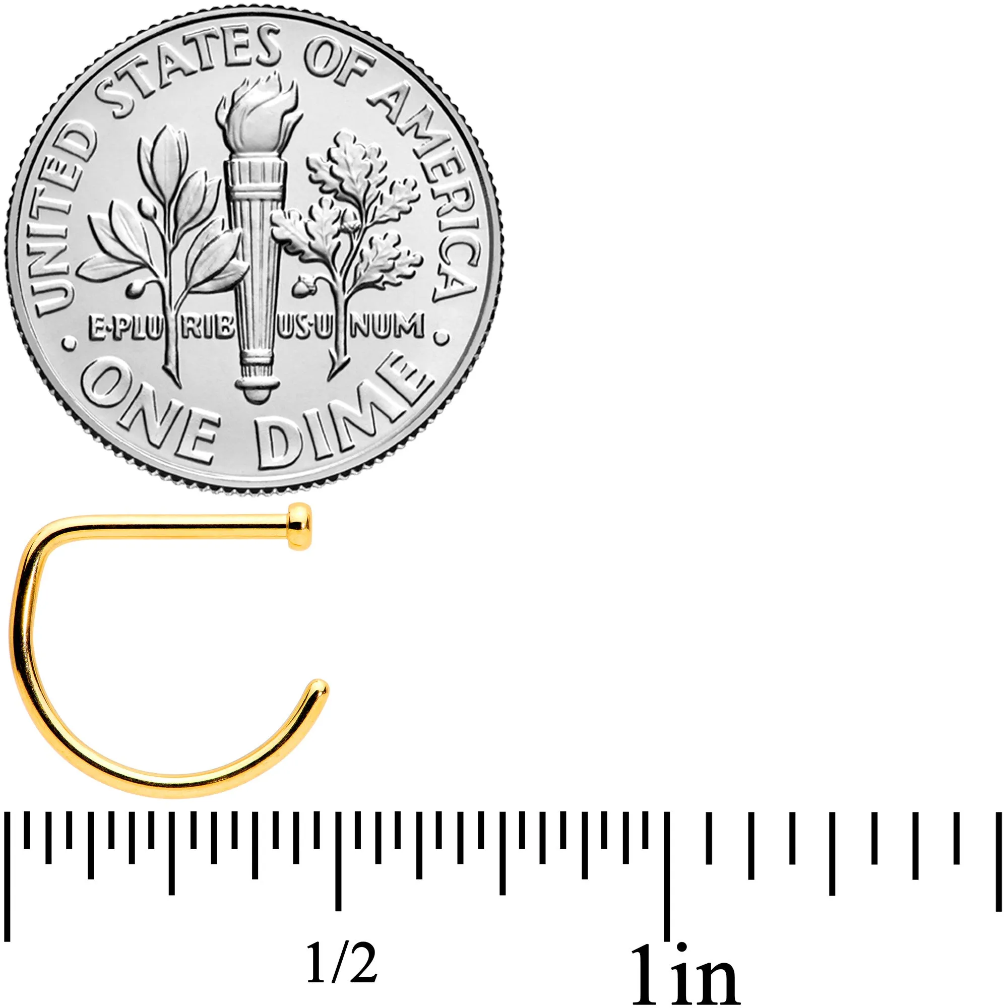 18 Gauge 3/8 Gold Tone G23 Implant Grade Titanium D Shape Nose Hoop