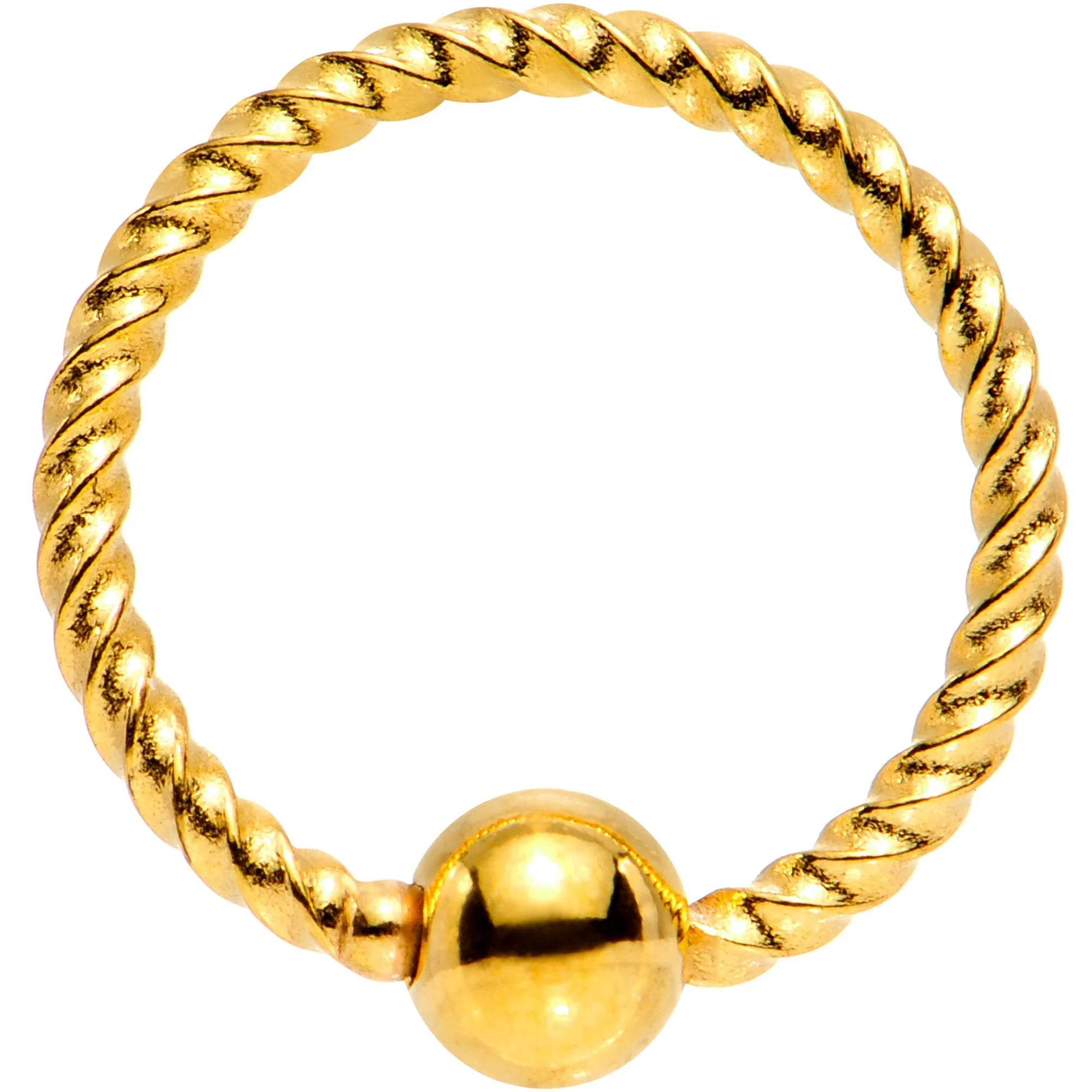 18 Gauge 5/16 Gold Tone Anodized So Twisted Captive Style Seamless Ring
