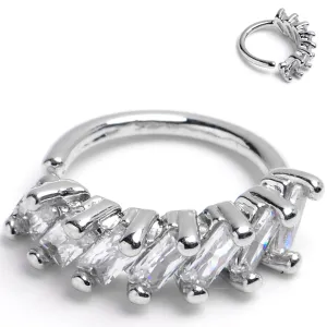 18 Gauge 5/16 Princess Cubic Zirconia Bendable Hoop