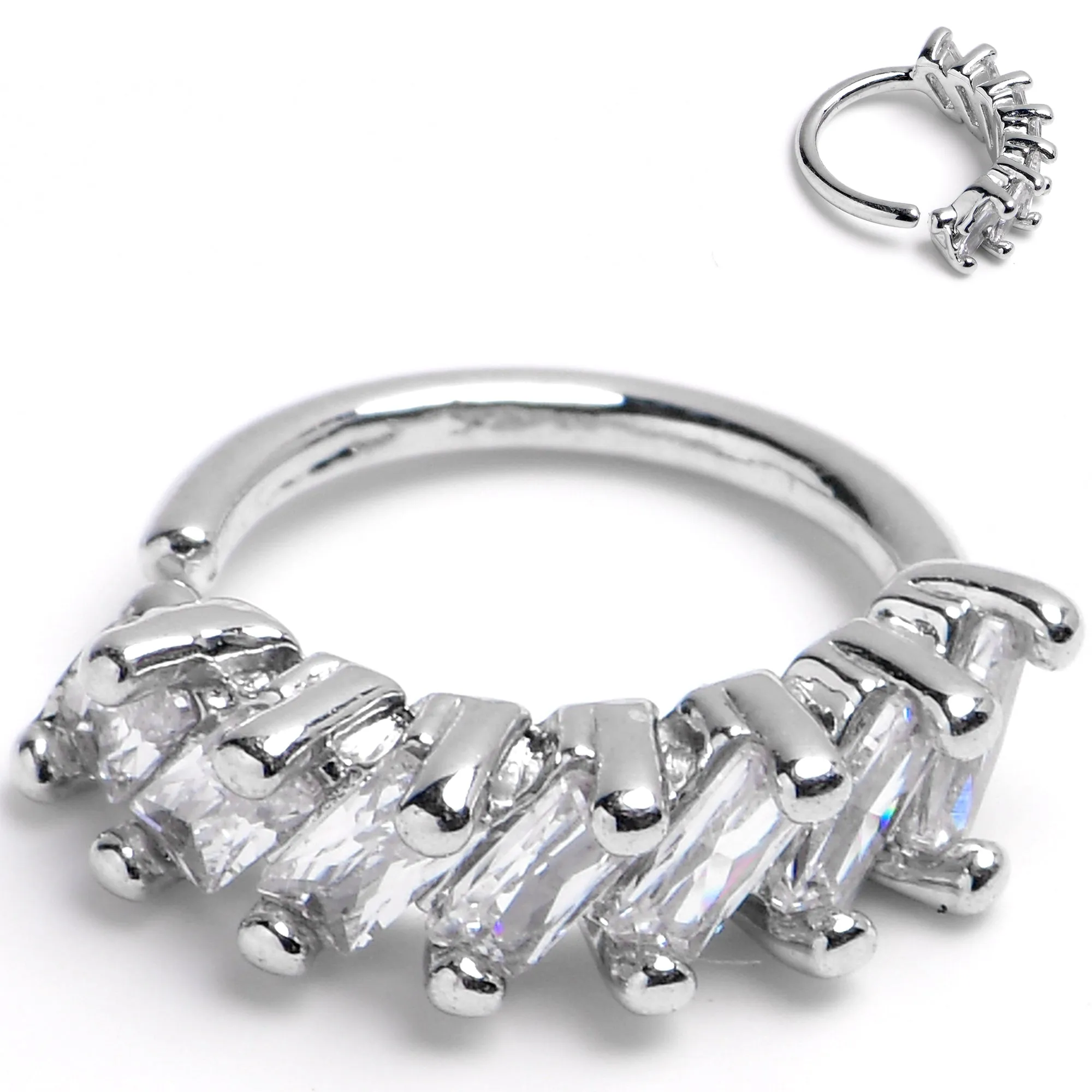 18 Gauge 5/16 Princess Cubic Zirconia Bendable Hoop
