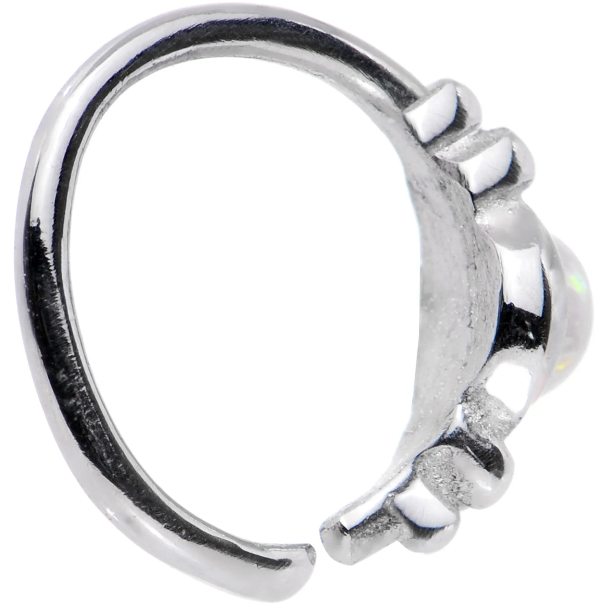 18 Gauge 5/16 White Synthetic Opal Seamless Circular Ring