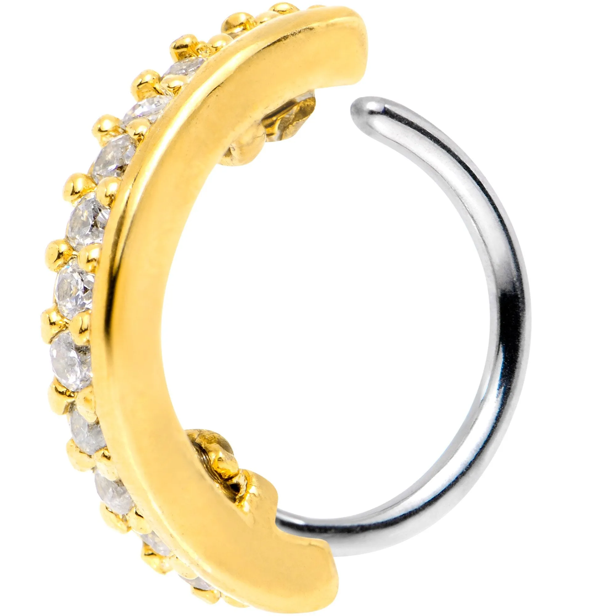 18 Gauge Clear CZ Gem Gold Tone Sleek Seamless Circular Ring