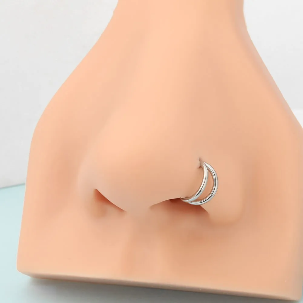 18G Double Hoop Hinged Segment Daith Helix Conch Hoop