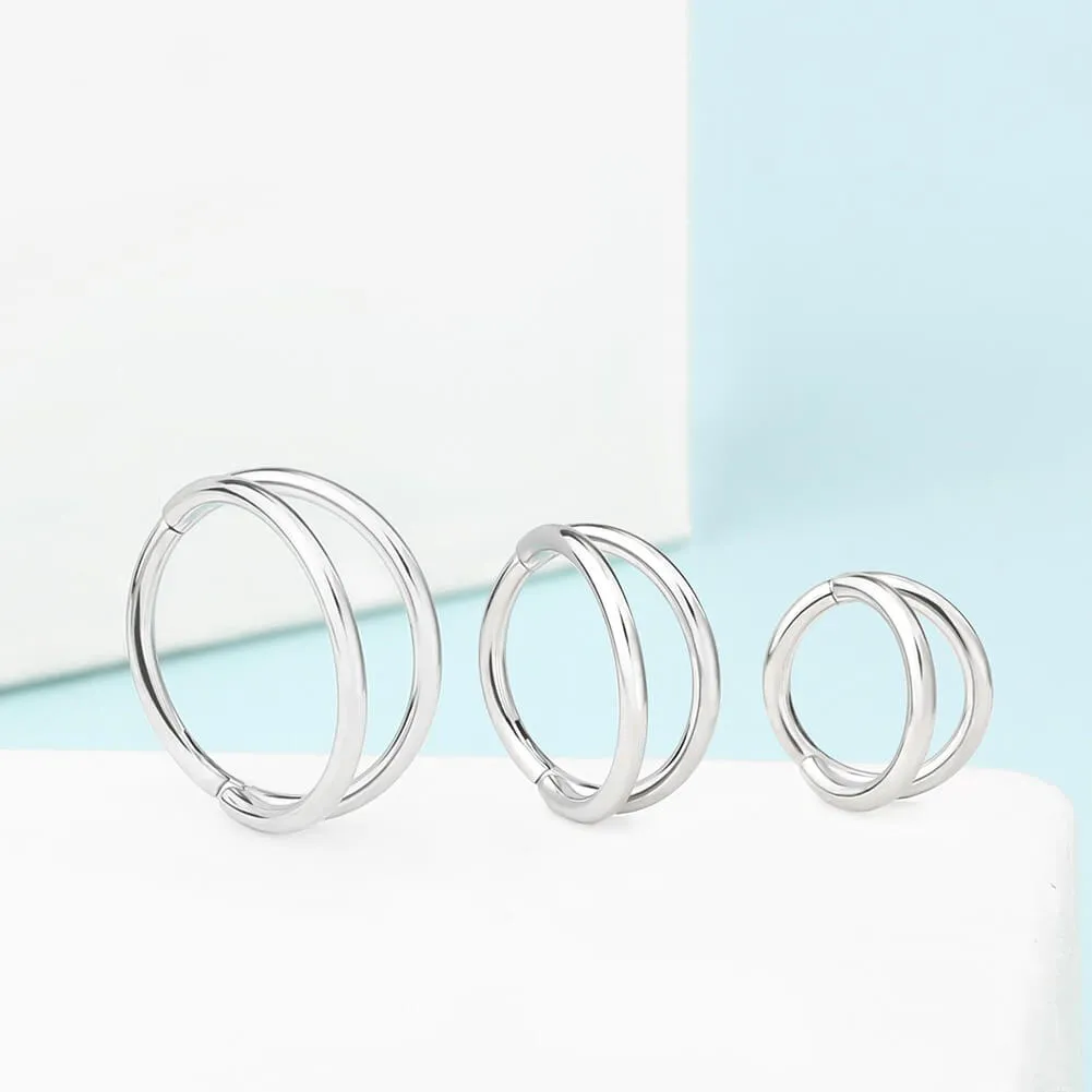 18G Double Hoop Hinged Segment Daith Helix Conch Hoop