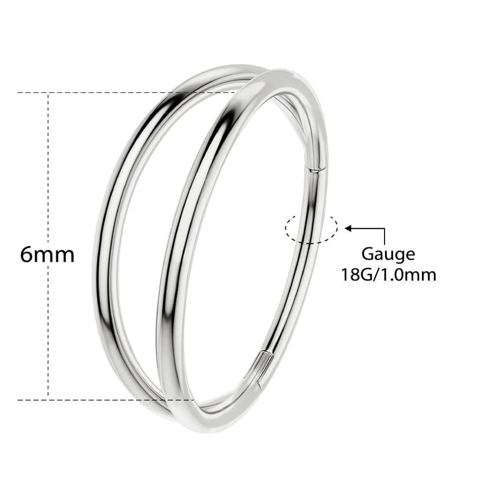 18G Double Hoop Hinged Segment Daith Helix Conch Hoop