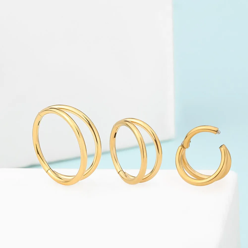 18G Double Hoop Hinged Segment Daith Helix Conch Hoop
