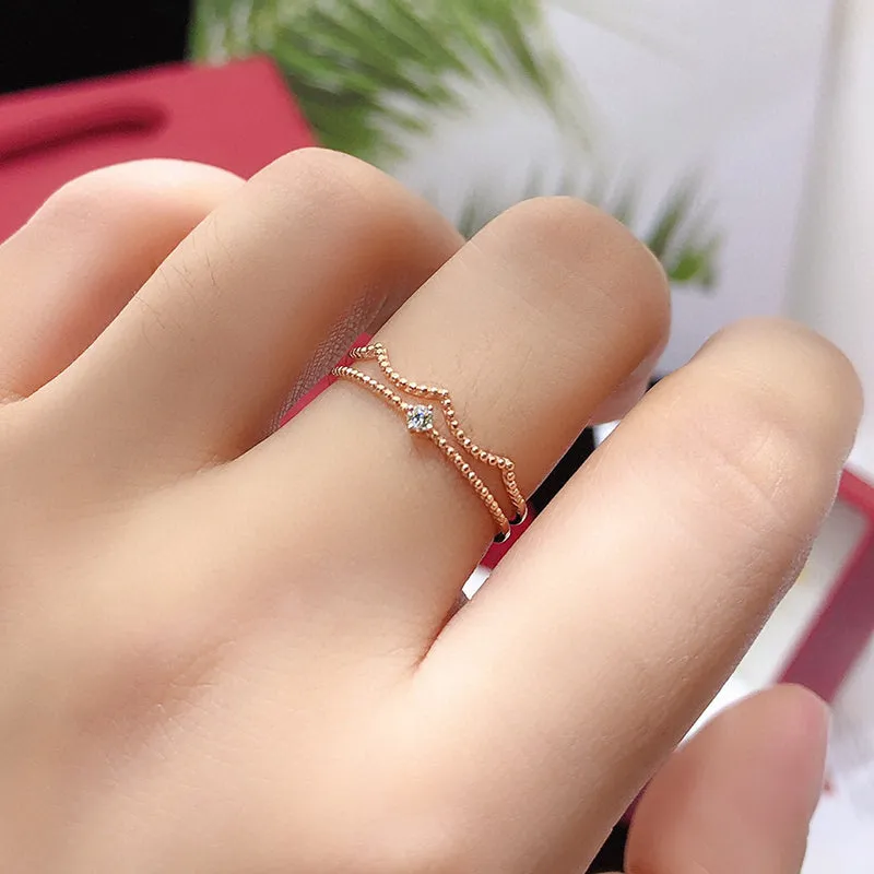 18K Gold  Clear Fashion Diamond Ring Exclusively Handcrafted 0.033 Carat Natural Diamond (H-F Color, VS1-VS2 Clarity)