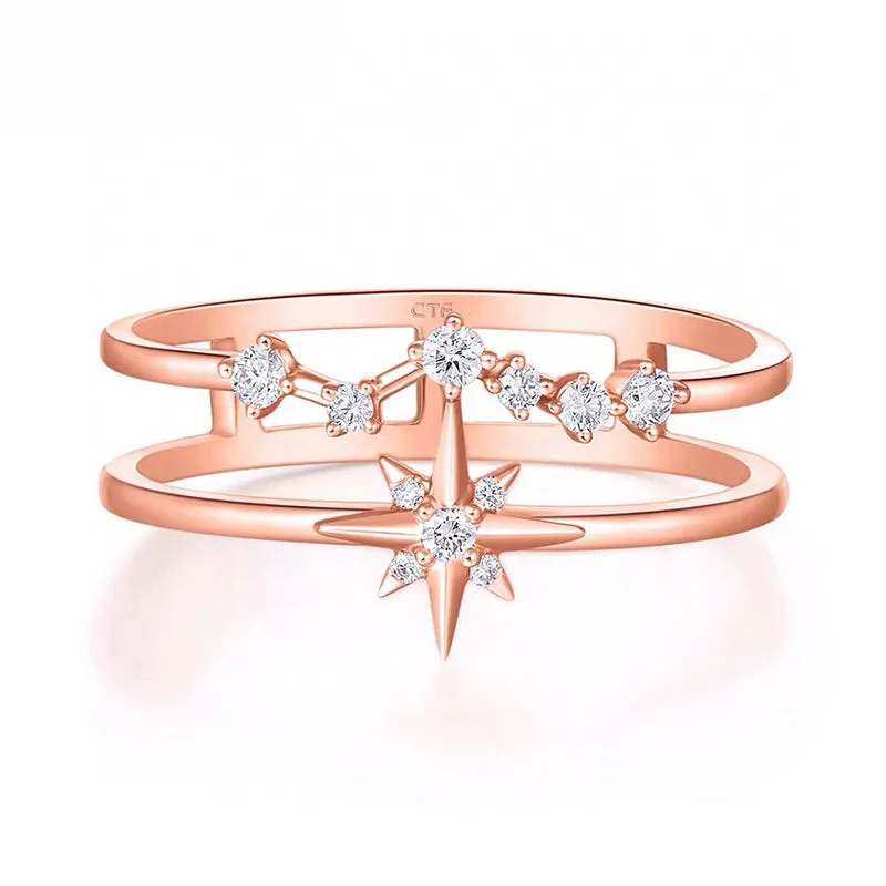 18K Gold Fashion exquisite Diamond Ring Exclusively Handcrafted 0.08 Carat Natural Diamond (H-F Color, VS1-VS2 Clarity)