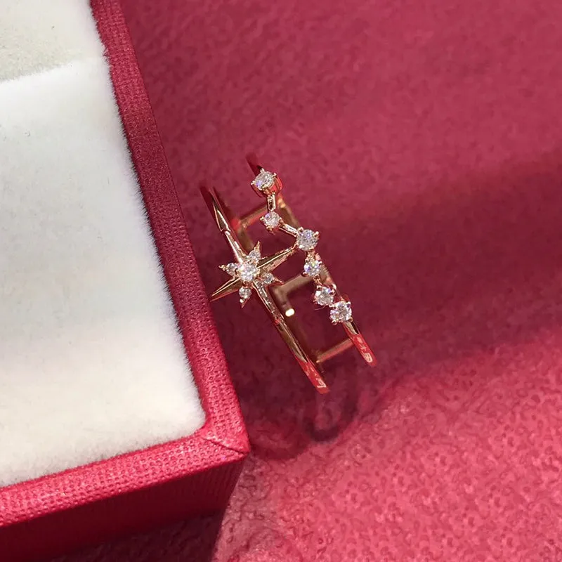 18K Gold Fashion exquisite Diamond Ring Exclusively Handcrafted 0.08 Carat Natural Diamond (H-F Color, VS1-VS2 Clarity)