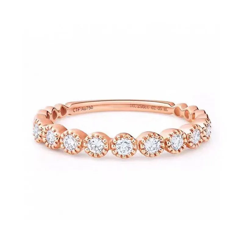 18K Gold Fresh Simple Half-Length Diamond Ring Exclusively Handcrafted 0.15 Carat Natural Diamond (H-F Color, VS1-VS2 Clarity)