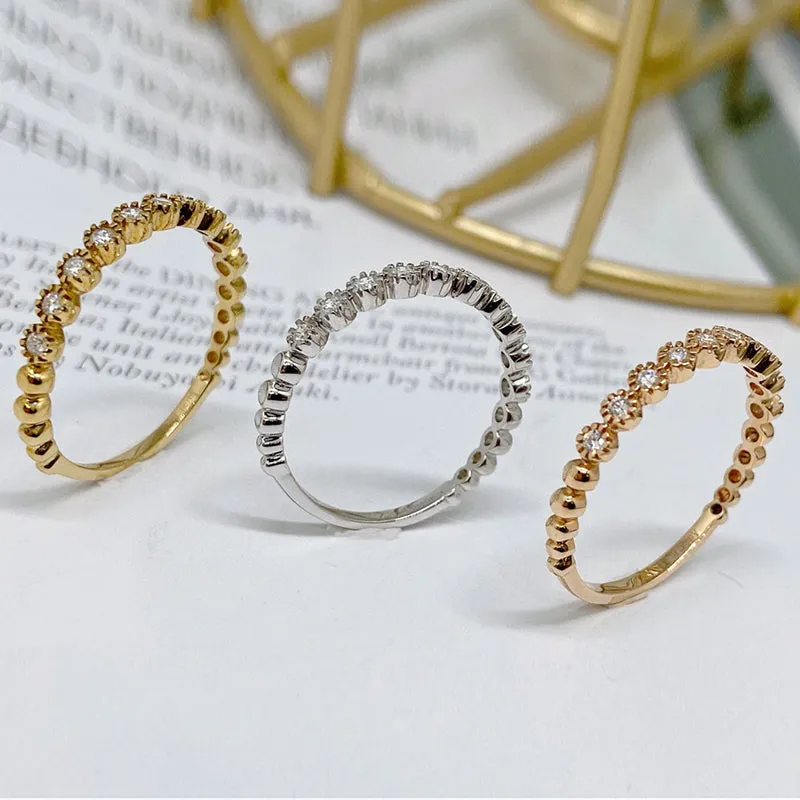 18K Gold Fresh Simple Half-Length Diamond Ring Exclusively Handcrafted 0.15 Carat Natural Diamond (H-F Color, VS1-VS2 Clarity)