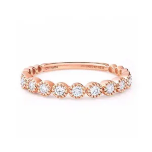 18K Gold Fresh Simple Half-Length Diamond Ring Exclusively Handcrafted 0.15 Carat Natural Diamond (H-F Color, VS1-VS2 Clarity)