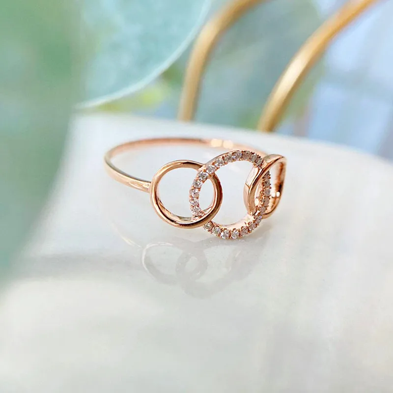 18K Gold Geometric Diamond Ring Exclusively Handcrafted Natural Diamond (H-F Color, VS1-VS2 Clarity)
