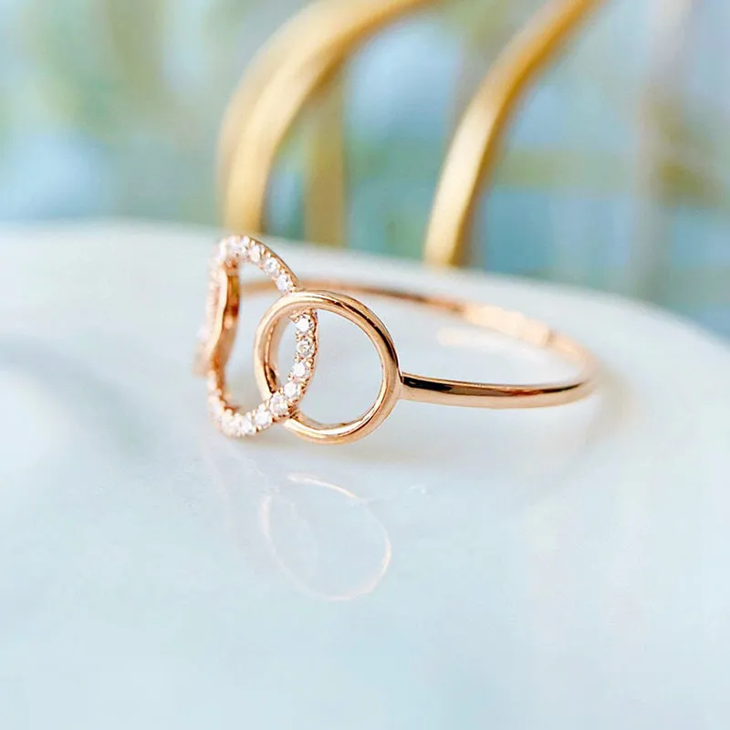18K Gold Geometric Diamond Ring Exclusively Handcrafted Natural Diamond (H-F Color, VS1-VS2 Clarity)