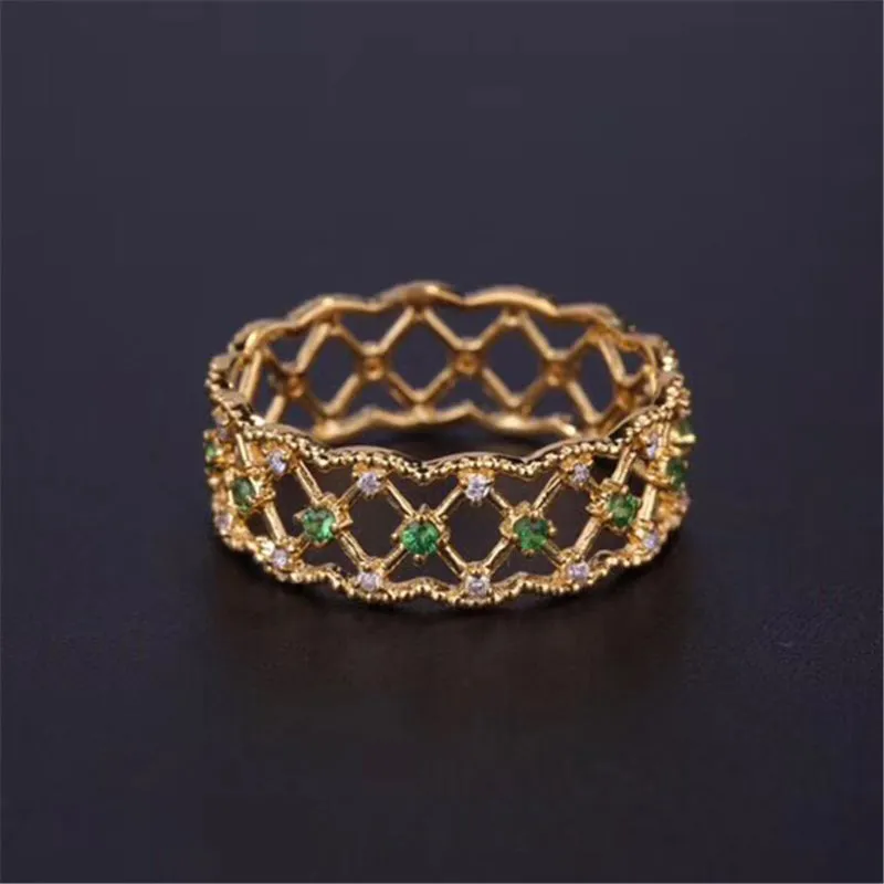 18K Gold Natural Emerald Diamond Vintage Ring