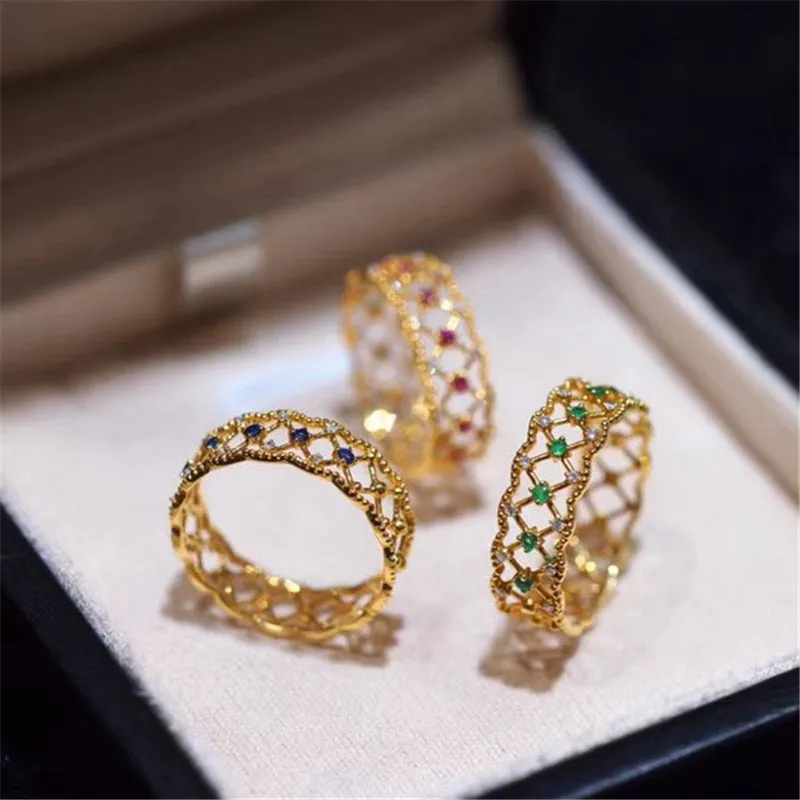 18K Gold Natural Emerald Diamond Vintage Ring