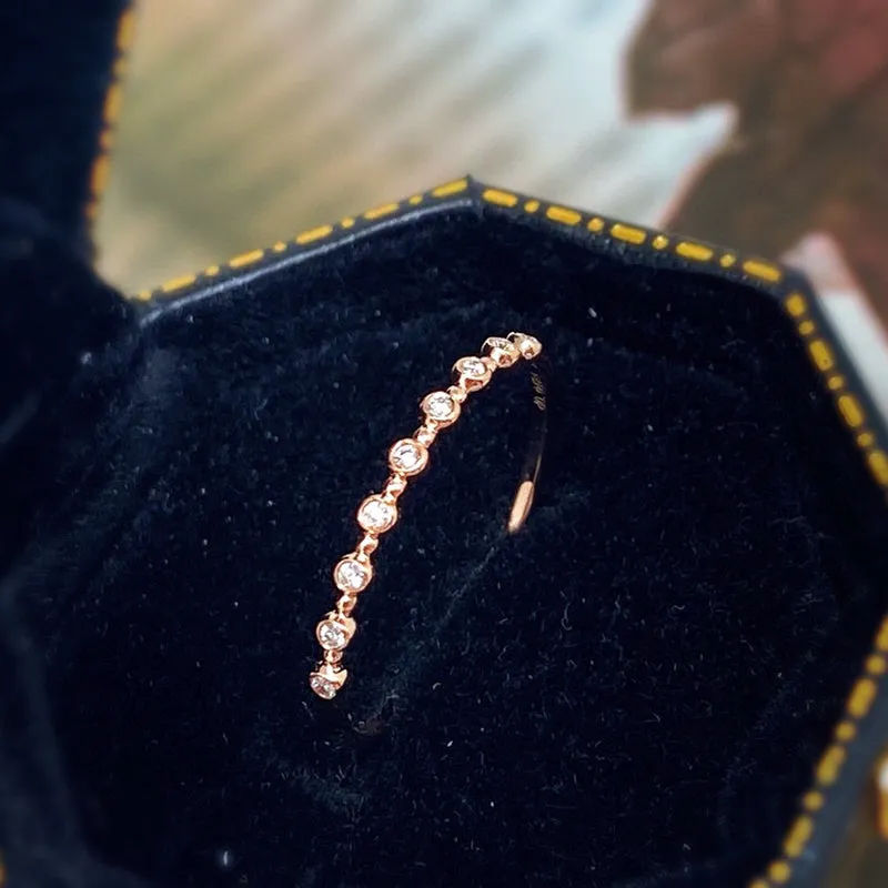18K Gold Simple Diamond Ring Exclusively Handcrafted 0.047 Carat Natural Diamond (H-F Color, VS1-VS2 Clarity)
