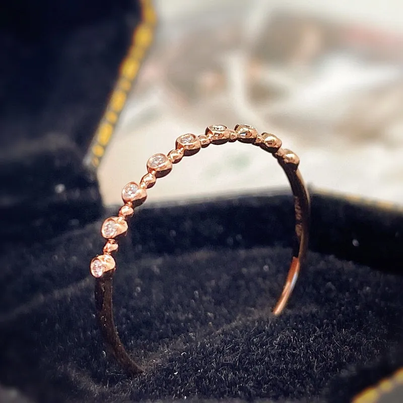 18K Gold Simple Diamond Ring Exclusively Handcrafted 0.047 Carat Natural Diamond (H-F Color, VS1-VS2 Clarity)