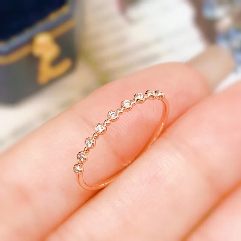 18K Gold Simple Diamond Ring Exclusively Handcrafted 0.047 Carat Natural Diamond (H-F Color, VS1-VS2 Clarity)