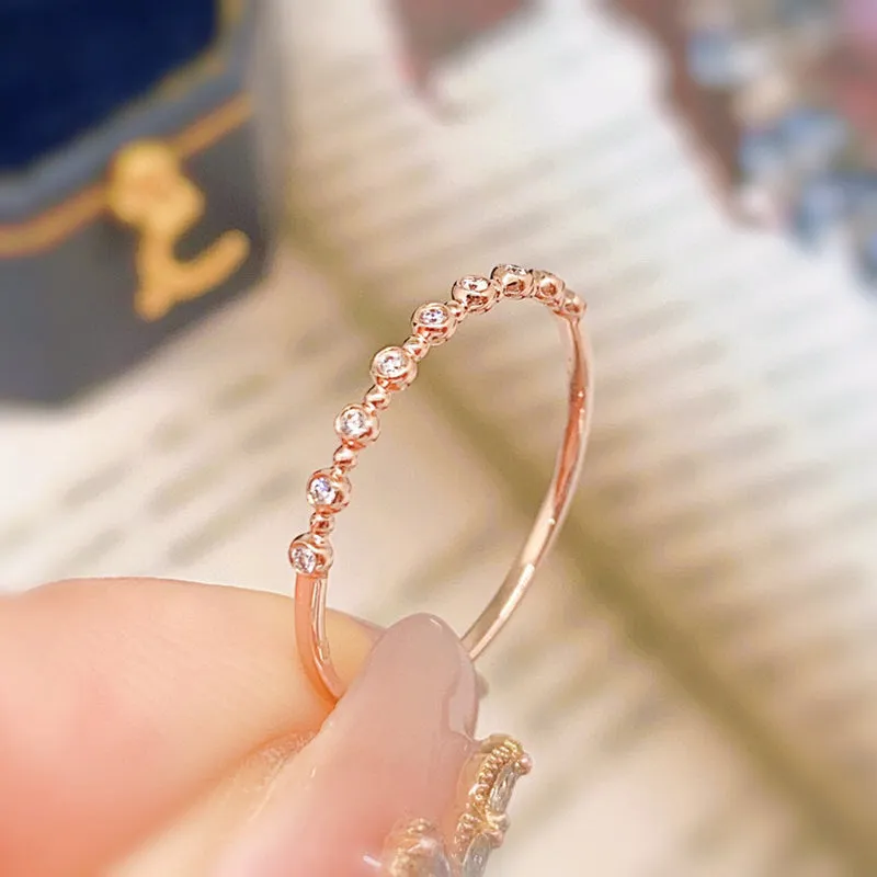 18K Gold Simple Diamond Ring Exclusively Handcrafted 0.047 Carat Natural Diamond (H-F Color, VS1-VS2 Clarity)