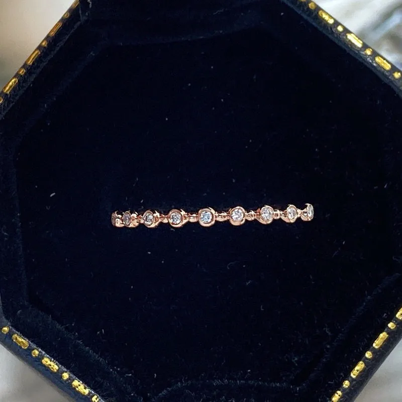 18K Gold Simple Diamond Ring Exclusively Handcrafted 0.047 Carat Natural Diamond (H-F Color, VS1-VS2 Clarity)