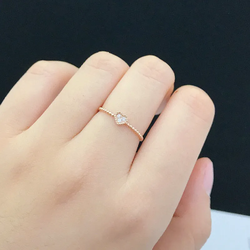18K Gold Simplicity  Fashionable Three-stone Diamond Ring Exclusively Handcrafted 0.011 Carat Natural Diamond (H-F Color, VS1-VS2 Clarity)