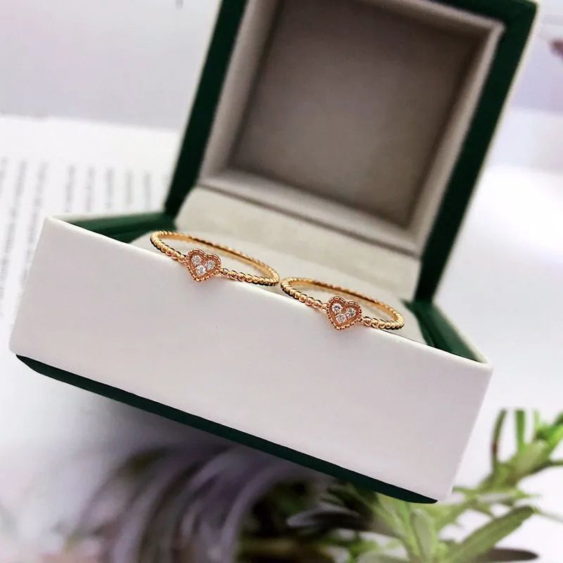 18K Gold Simplicity  Fashionable Three-stone Diamond Ring Exclusively Handcrafted 0.011 Carat Natural Diamond (H-F Color, VS1-VS2 Clarity)
