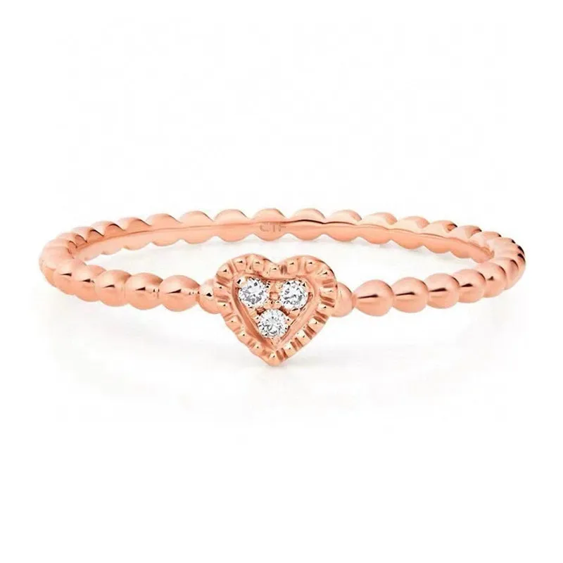 18K Gold Simplicity  Fashionable Three-stone Diamond Ring Exclusively Handcrafted 0.011 Carat Natural Diamond (H-F Color, VS1-VS2 Clarity)
