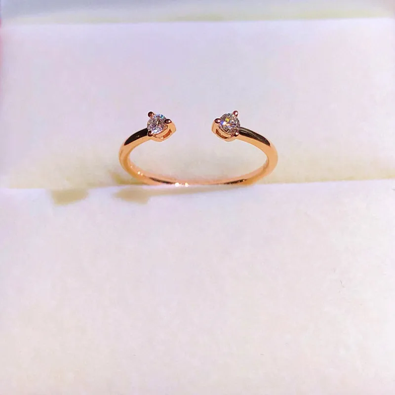 18K Gold Simplicity Open Diamond Ring Exclusively Handcrafted 0.096 Carat Natural Diamond (H-F Color, VS1-VS2 Clarity)