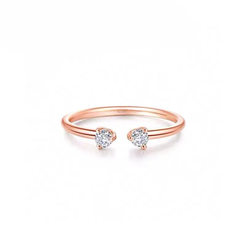 18K Gold Simplicity Open Diamond Ring Exclusively Handcrafted 0.096 Carat Natural Diamond (H-F Color, VS1-VS2 Clarity)