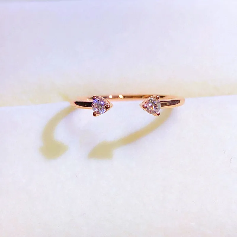 18K Gold Simplicity Open Diamond Ring Exclusively Handcrafted 0.096 Carat Natural Diamond (H-F Color, VS1-VS2 Clarity)