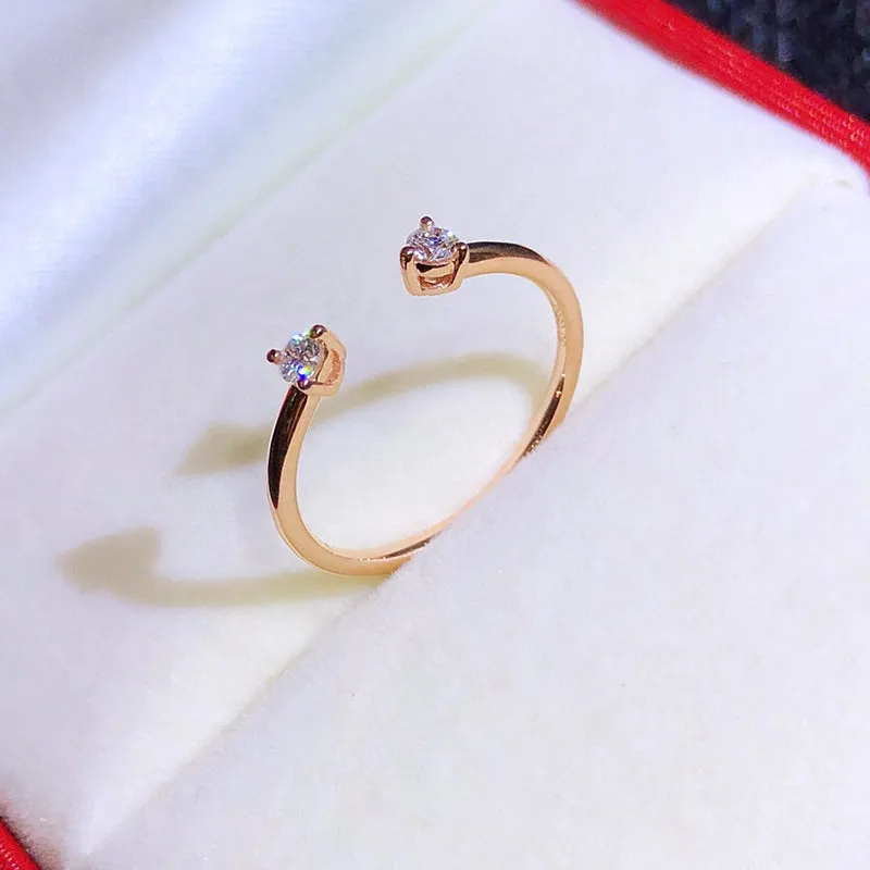 18K Gold Simplicity Open Diamond Ring Exclusively Handcrafted 0.096 Carat Natural Diamond (H-F Color, VS1-VS2 Clarity)