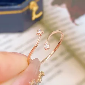 18K Gold Star Tears Fashion Diamond Ring Exclusively Handcrafted 0.018 Carat Natural Diamond (H-F Color, VS1-VS2 Clarity)