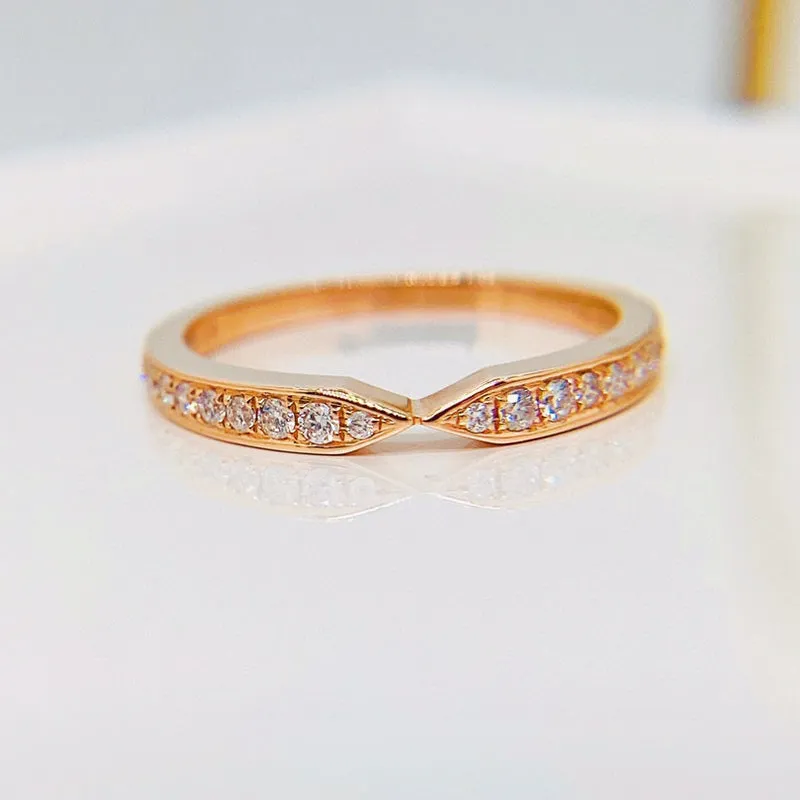 18K Rose Gold Round Natural Diamond Couple Ring